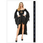 Trendy Black Asymmetrical Dress with Breathable Fabric and Batwing Sleeves Dress - Image 2